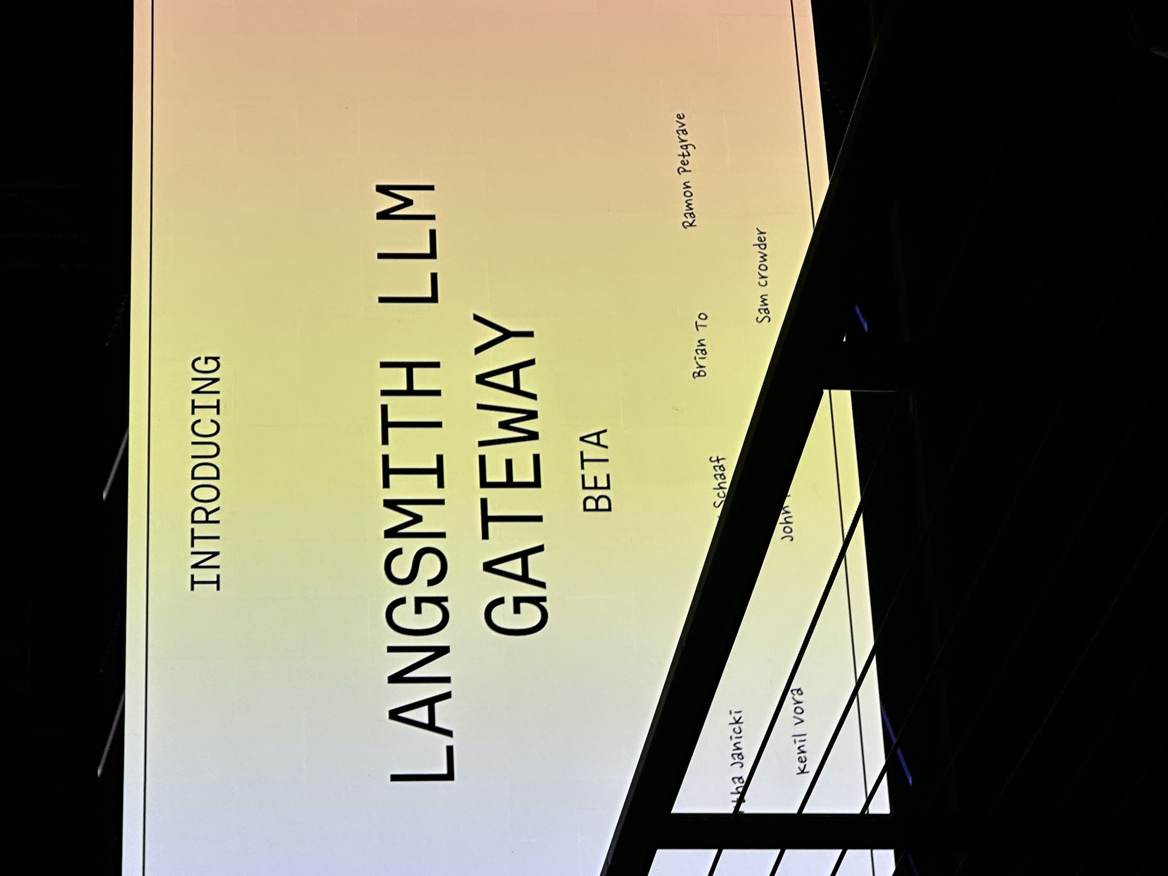 Keynote slide: Introducing LangSmith LLM Gateway (Beta)